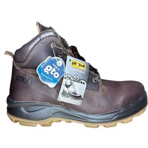 Pirpull Safety Work Boots NWT – Brown Leather, Slip-Resistant, Size 12